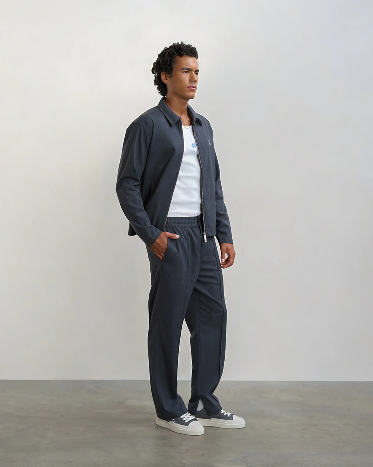 Coach Jacket Twill Wool Grey - Image 6