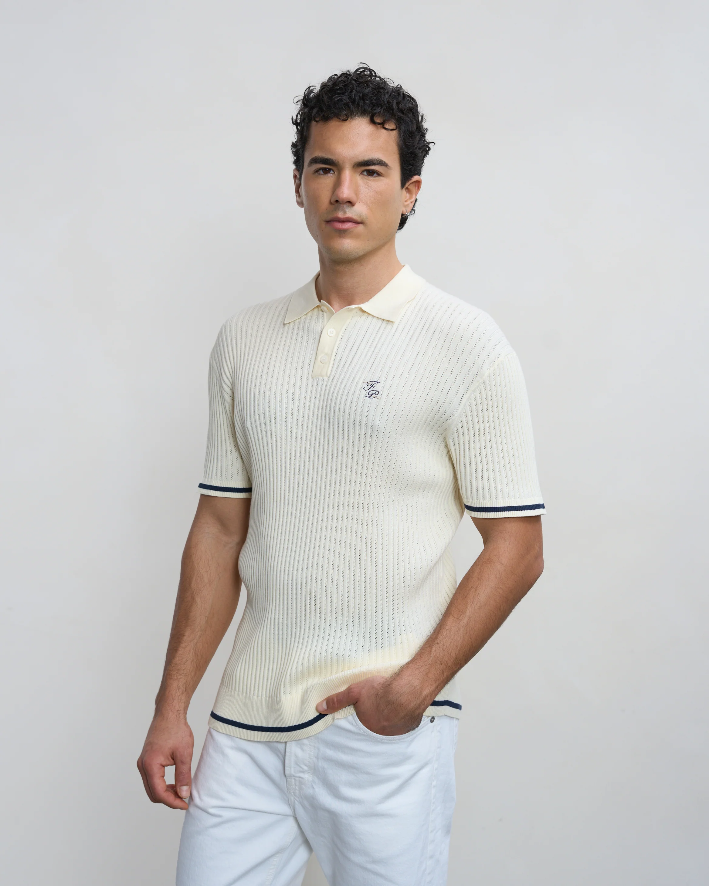Fine Knit Polo Antique White - Image 4