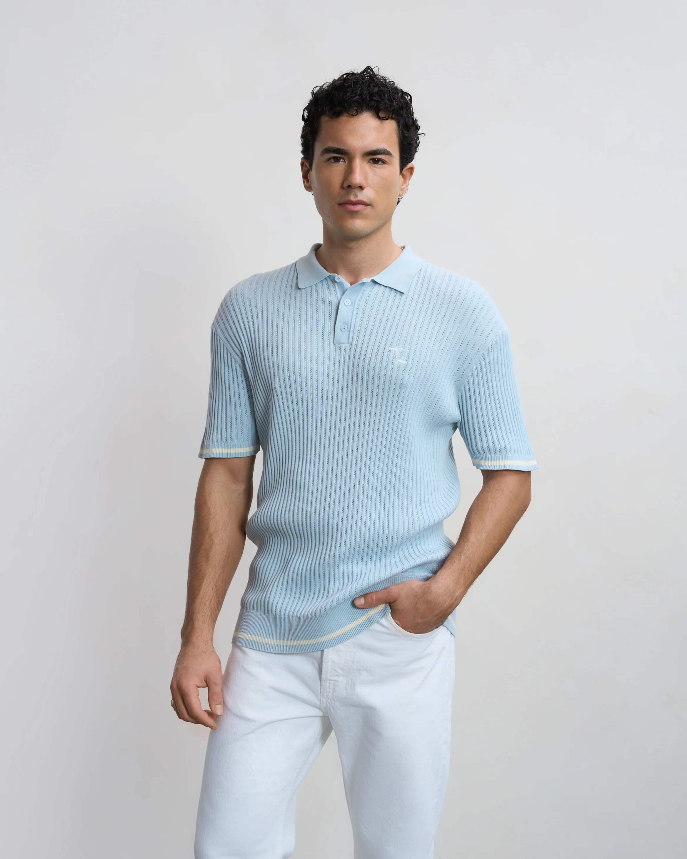 Fine Knit Polo Skyway - Image 4