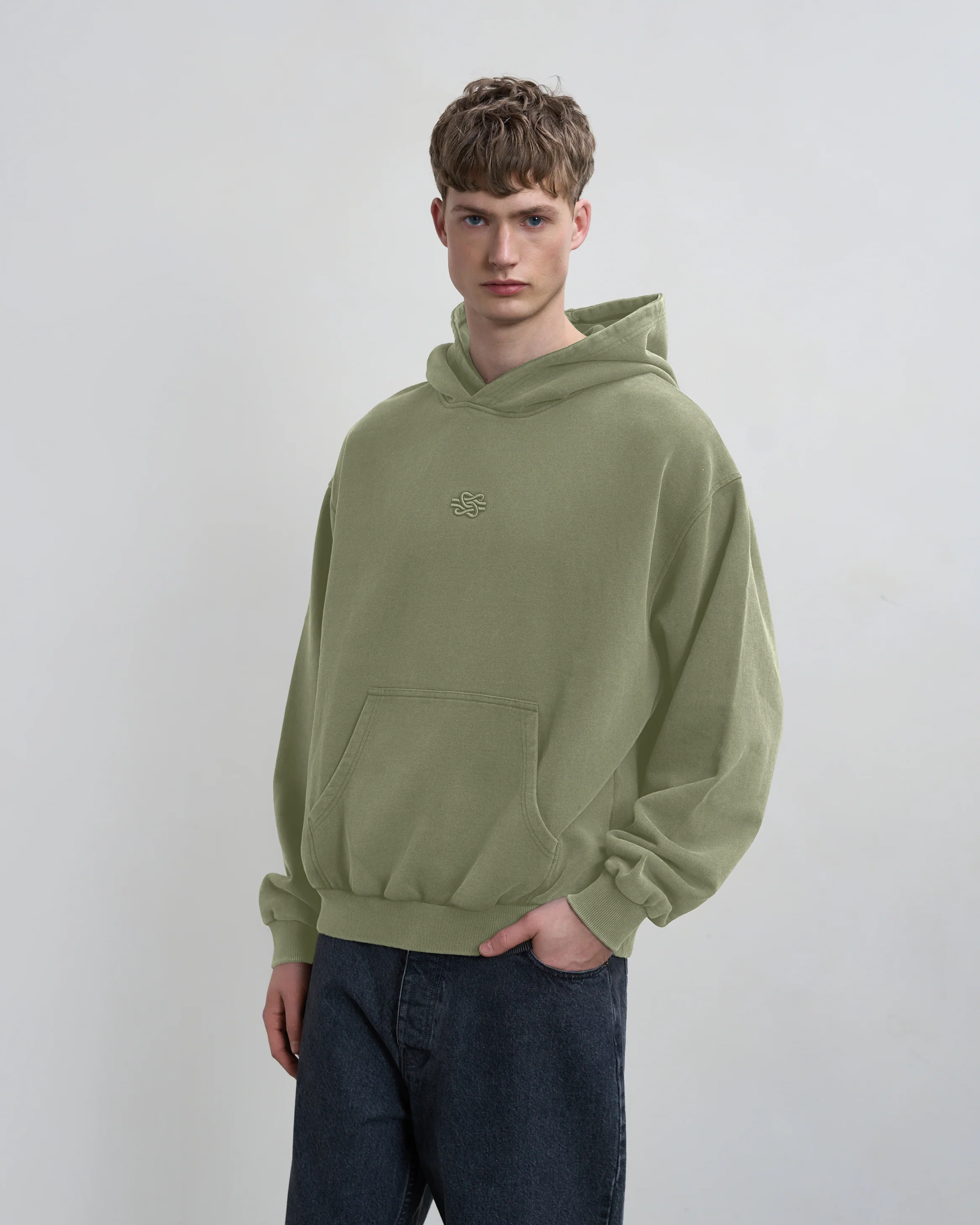 Hoodie Boxy Embroidered Tea - Image 4