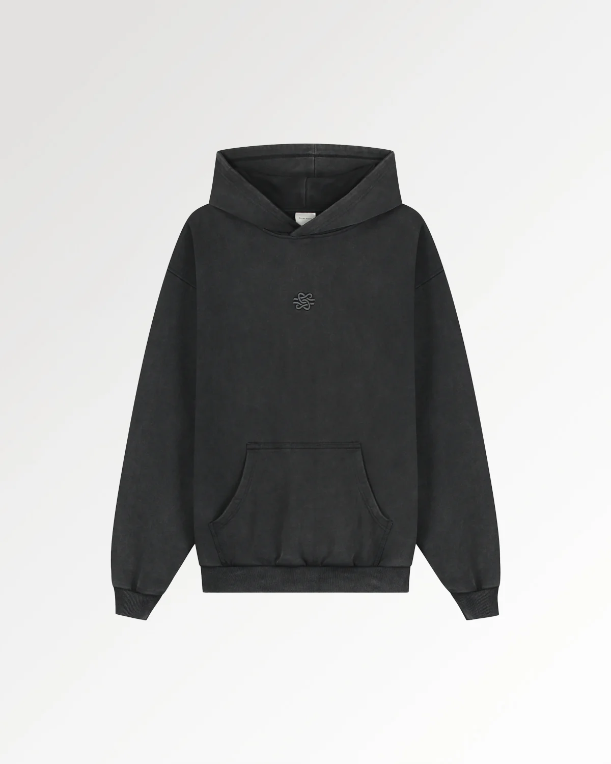 Hoodie Boxy Embroidered Vintage Black