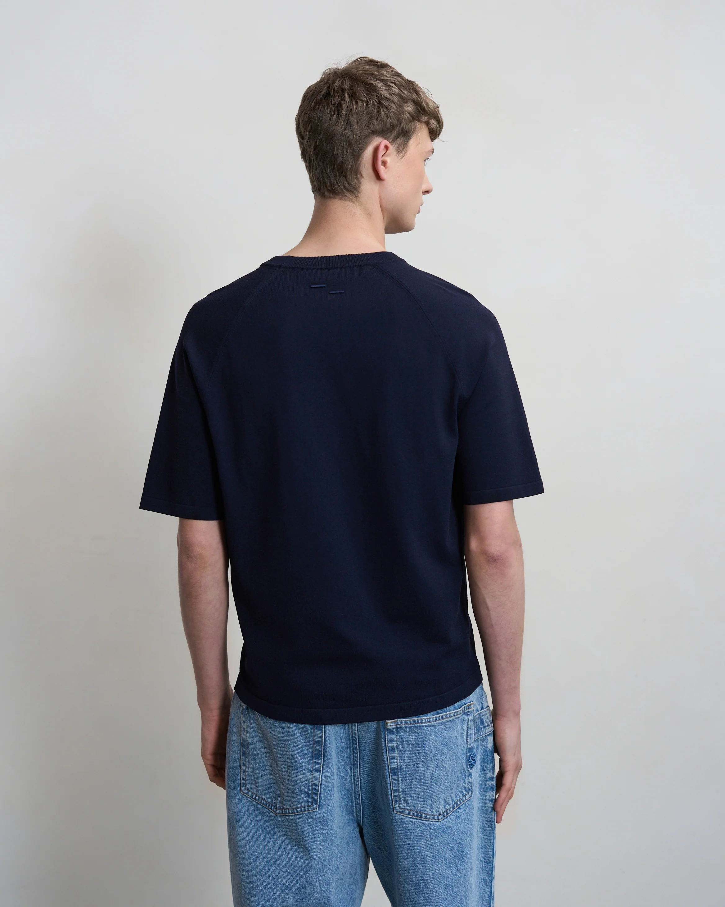 Knit T-shirt Raglan Navy - Image 5