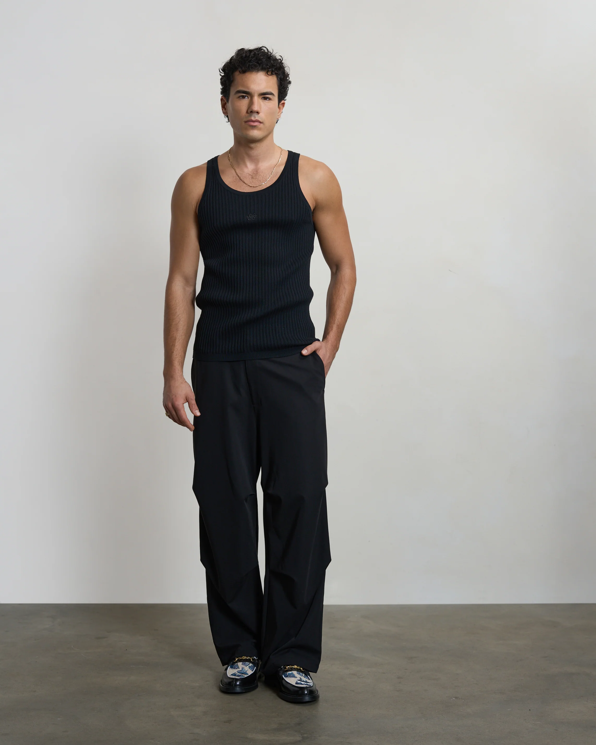 Knit Tank Top Black - Image 4