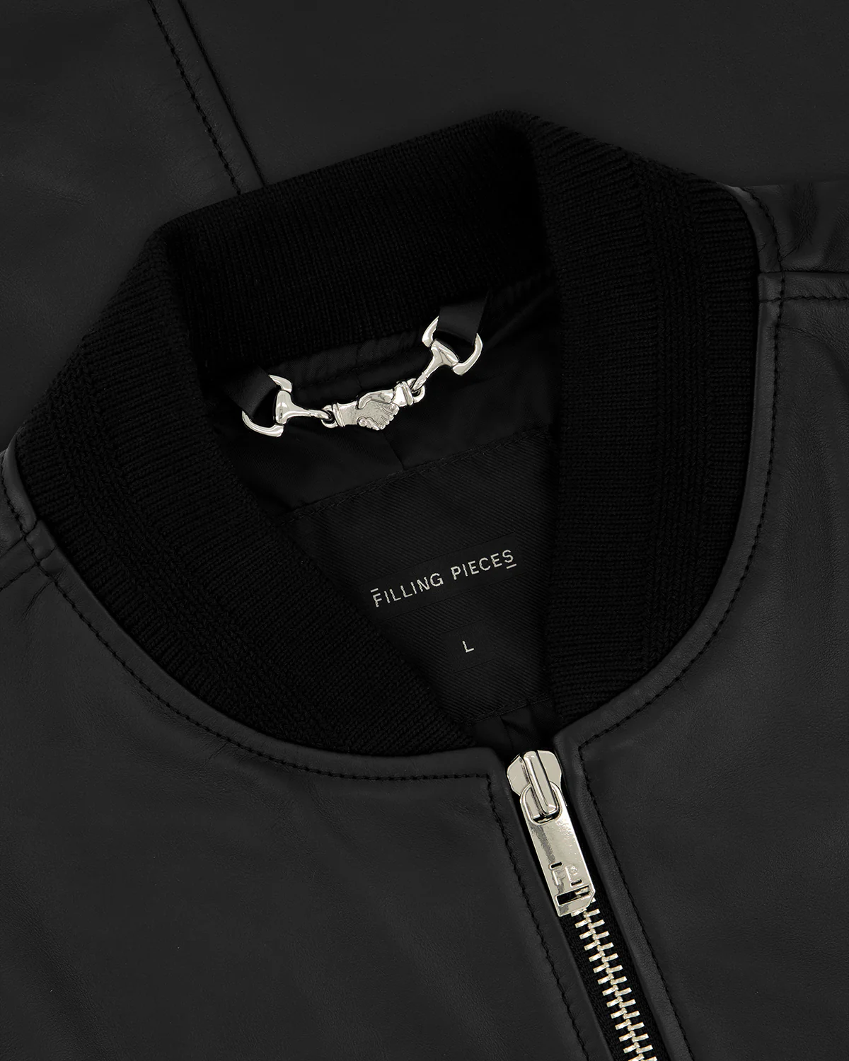 Leather Bomber Jacket Black - Image 3