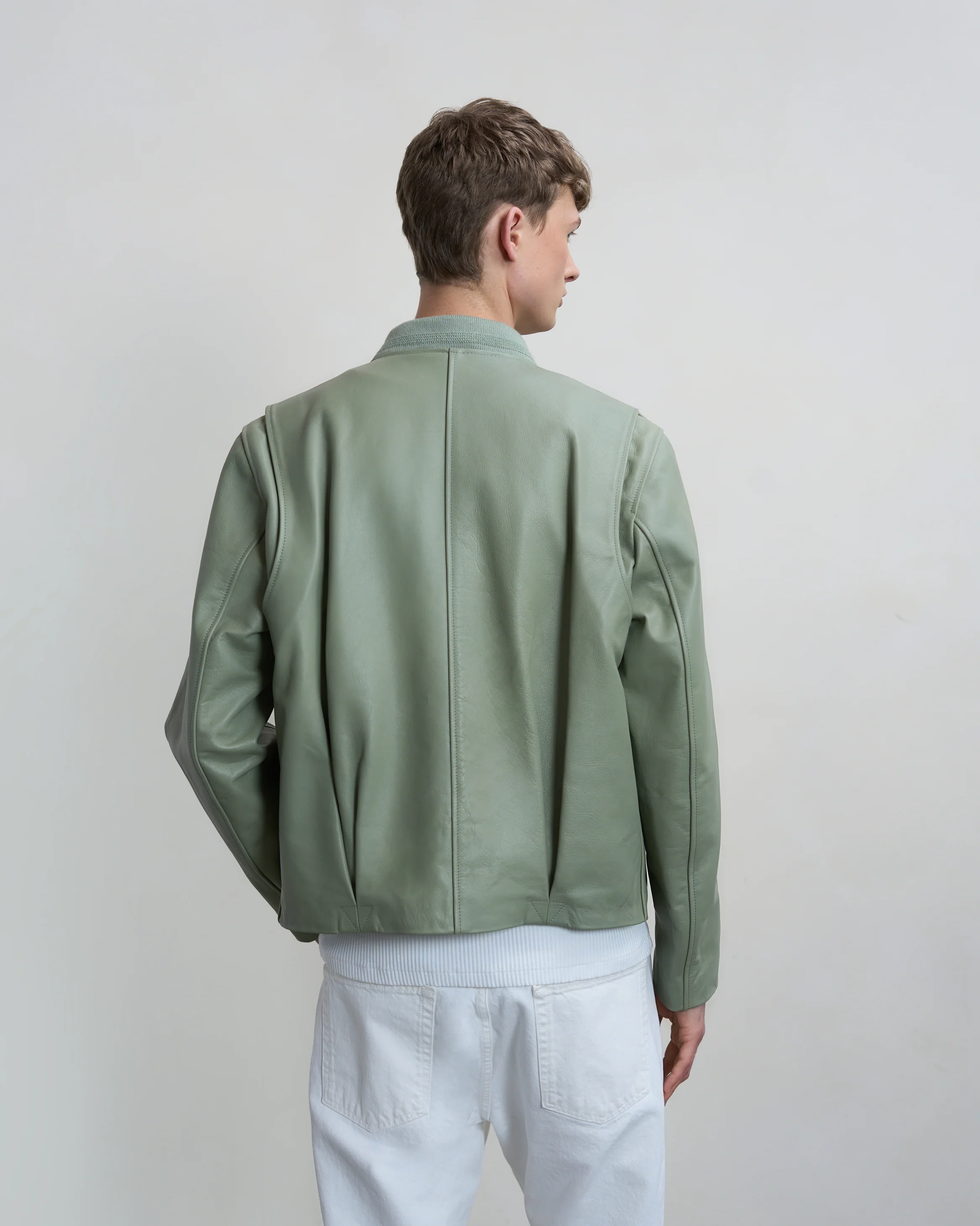 Leather Bomber Jacket Tea - Image 4