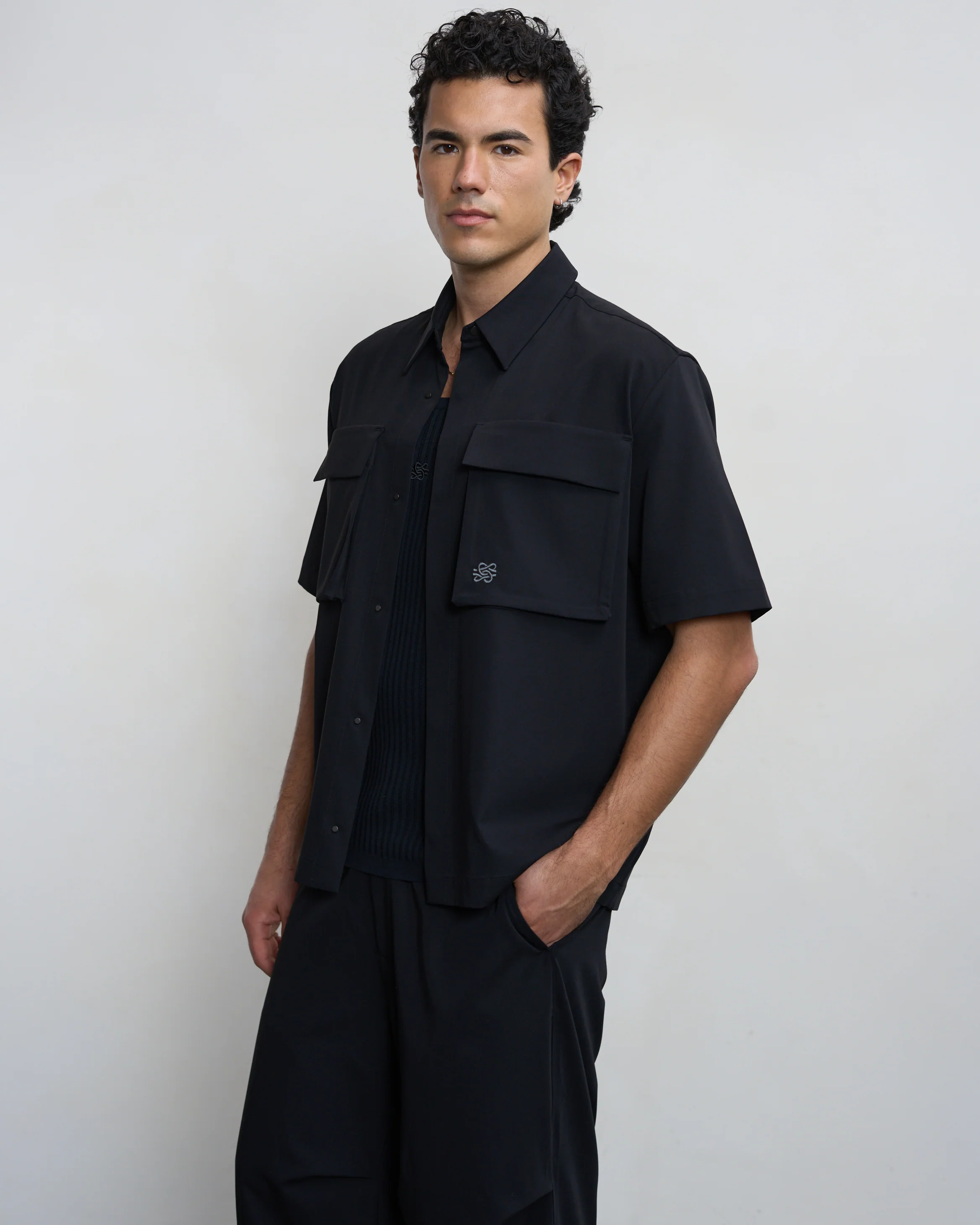 Resort Shirt Drapy Black - Image 4