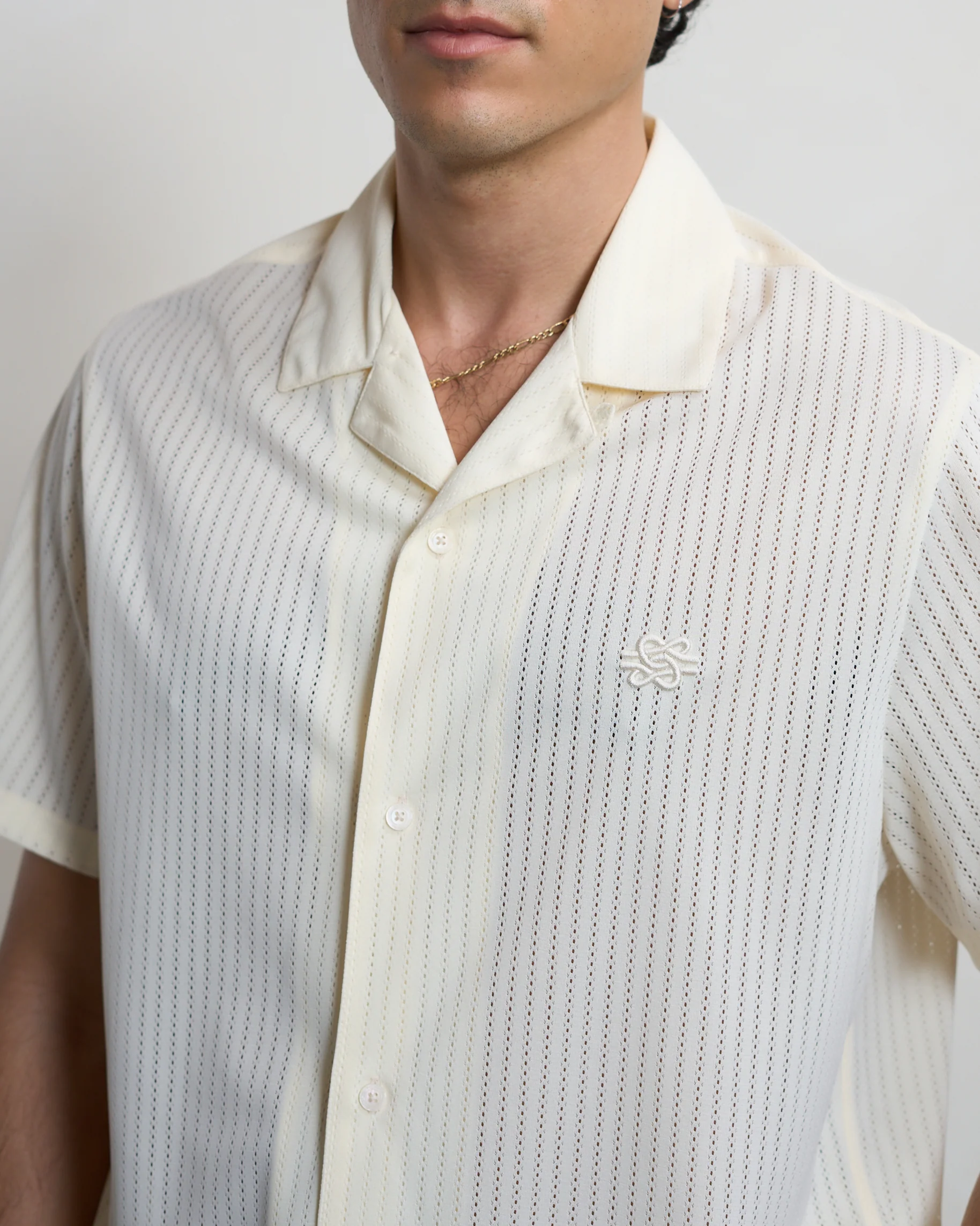 Resort Shirt Mesh Antique White - Image 6