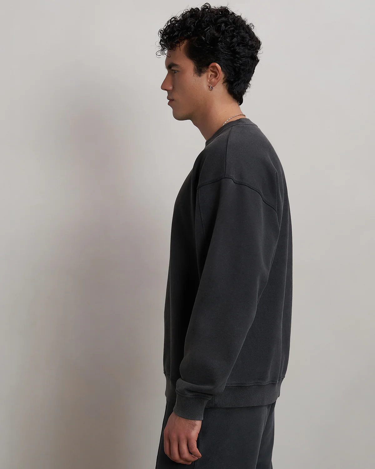 Sweatshirt Boxy Embroidered Vintage Black - Image 5